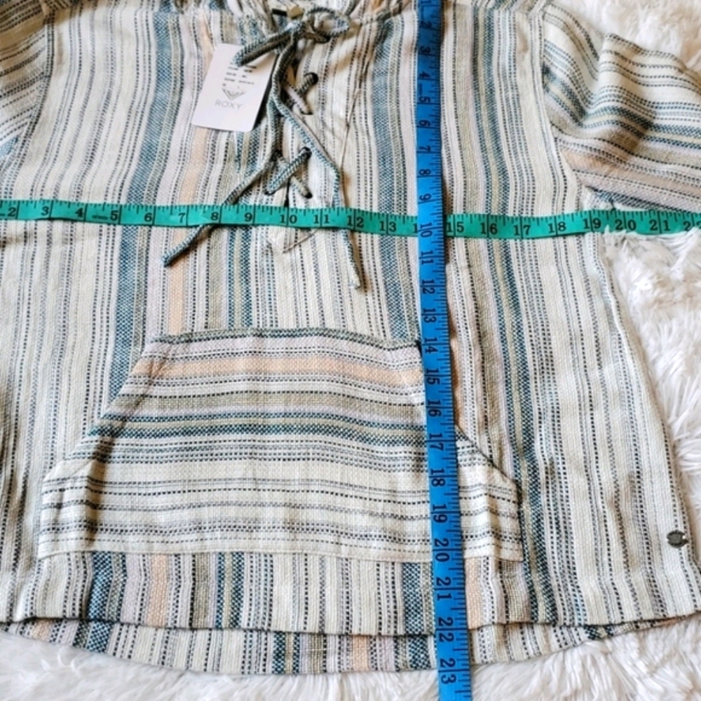 Roxy Cabo Stripe Pullover Pancho Hoodie top - Picture 12 of 16